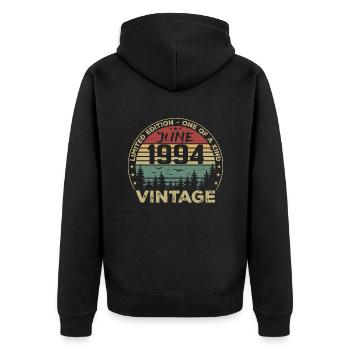 Geschenk Juni 1994 Geburtstag Juni 1994 Juni 1994 - Unisex Premium Bio Zip Hoodie - Schwarz - Hinten - Nico (187cm)