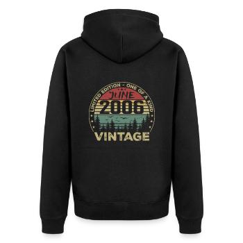 Gift June 2006 Birthday June 2006 June 2006 - Unisex Premium Organic Zip Hoodie - black - Back - Nico (187cm)