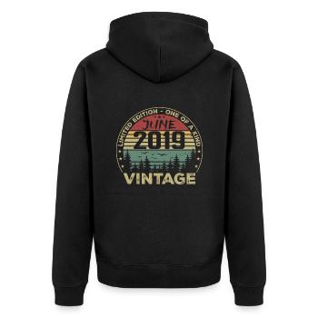Gift June 2019 Birthday June 2019 June 2019 - Unisex Premium Organic Zip Hoodie - black - Back - Nico (187cm)