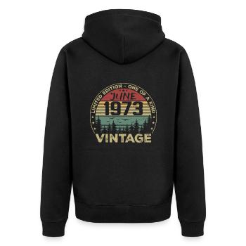 Geschenk Juni 1973 Geburtstag Juni 1973 Juni 1973 - Unisex Premium Bio Zip Hoodie - Schwarz - Hinten - Nico (187cm)
