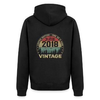 Gift June 2018 Birthday June 2018 June 2018 - Unisex Premium Organic Zip Hoodie - black - Back - Nico (187cm)