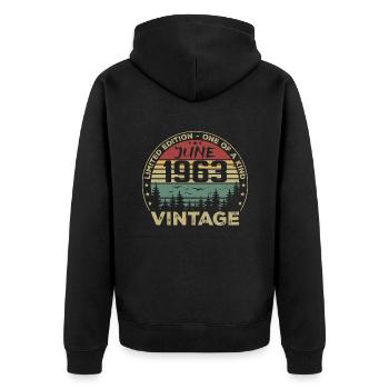 Gift June 1963 Birthday June 1963 June 1963 - Unisex Premium Organic Zip Hoodie - black - Back - Nico (187cm)