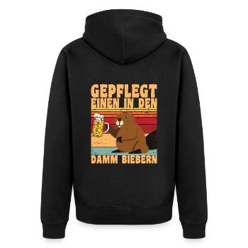 Geschenk zum Geburtstag - lustig Spruch JGA - Unisex Premium Bio Zip Hoodie - Schwarz - Hinten - Nico (187cm)