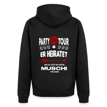 Jga Er heiratet Die gleiche Muschi für immer - Unisex Premium Bio Zip Hoodie - Schwarz - Hinten - Nico (187cm)