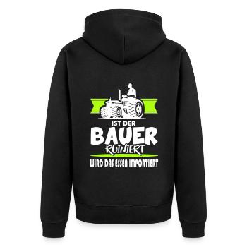 Ist der Bauer ruiniert Demostration Protest - Unisex Premium Bio Zip Hoodie - Schwarz - Hinten - Nico (187cm)