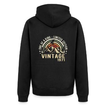 Né en 1971 Vintage 1971 Anniversaire Rétro 1971 - Veste à capuche bio Premium Unisexe - noir - Dos - Nico (187cm)