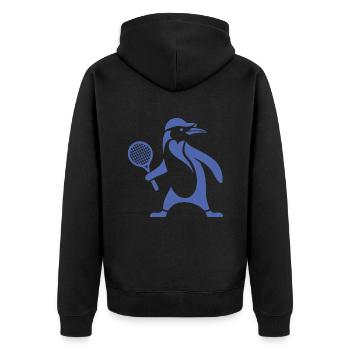 Pinguin Tennis Tennisspieler Silhouette - Unisex Premium Bio Zip Hoodie - Schwarz - Hinten - Nico (187cm)