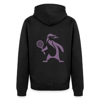 Pinguin Tennis Tennisspieler Silhouette minimalist - Unisex Premium Bio Zip Hoodie - Schwarz - Hinten - Nico (187cm)