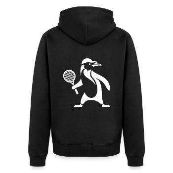 Pinguin Tennis Tennisspieler Silhouette - Unisex Premium Bio Zip Hoodie - Schwarz - Hinten - Nico (187cm)