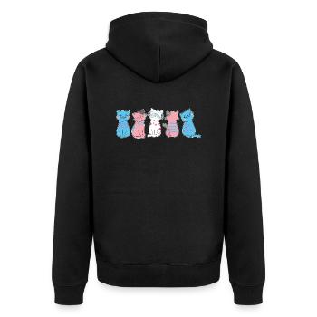 LGBT Transgender Katze Transsexuell - Unisex Premium Bio Zip Hoodie - Schwarz - Hinten - Nico (187cm)