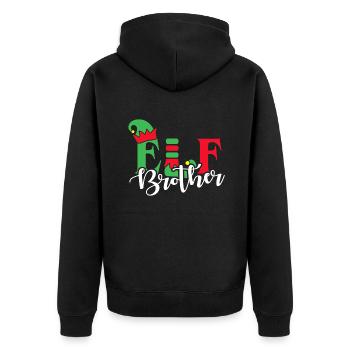 Elf Brother Weihnachtsfamilie Matching - Unisex Premium Bio Zip Hoodie - Schwarz - Hinten - Nico (187cm)