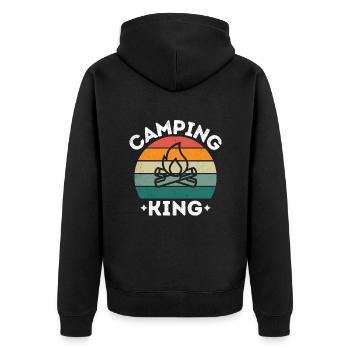 Camping King vintage retro bunt weiss - Unisex Premium Bio Zip Hoodie - Schwarz - Hinten - Nico (187cm)