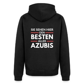 Sie sehen hier den Besten aller Azubis - Unisex Premium Bio Zip Hoodie - Schwarz - Hinten - Nico (187cm)