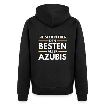 Sie sehen hier den Besten aller Azubis - Unisex Premium Bio Zip Hoodie - Schwarz - Hinten - Nico (187cm)