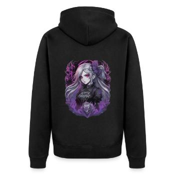 Fille d’anime gothique - Veste à capuche bio Premium Unisexe - noir - Dos - Nico (187cm)