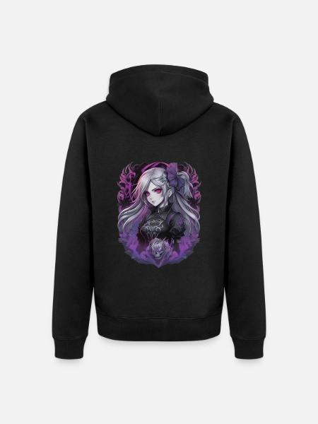 Gothic Anime Mädchen - Unisex Premium Bio Zip Hoodie - Schwarz