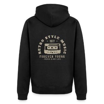 Retro 1977 Birthday Gift 1977 Vintage 1977 - Unisex Premium Organic Zip Hoodie - black - Back - Nico (187cm)