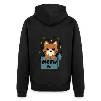 8 1 Cat in a box blank und iphone - Unisex Premium Bio Zip Hoodie - Schwarz - Hinten - Nico (187cm)