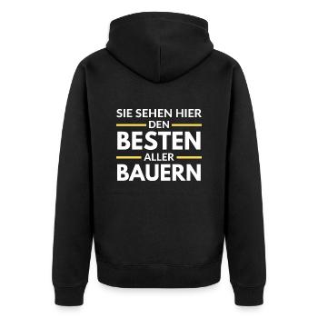 Sie sehen hier den Besten aller Bauern - Unisex Premium Bio Zip Hoodie - Schwarz - Hinten - Nico (187cm)
