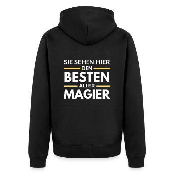 Sie sehen hier den Besten aller Magier - Unisex Premium Bio Zip Hoodie - Schwarz - Hinten - Nico (187cm)