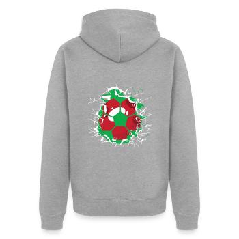 Wales Soccer Welsh Football Cymru Futbol - Unisex Premium Bio Zip Hoodie - Grau meliert - Hinten - Nico (187cm)