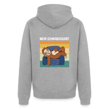 Mein Schnarchshirt Süßes Faultier - Unisex Premium Bio Zip Hoodie - Grau meliert - Hinten - Nico (187cm)