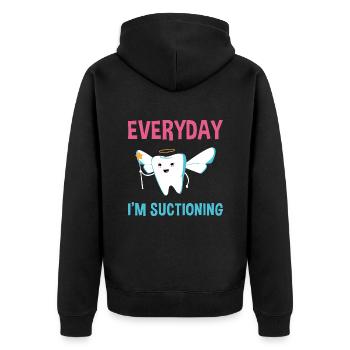 Hygienist Everyday I'm Suctioning Dental Assistant - Unisex Premium Bio Zip Hoodie - Schwarz - Hinten - Nico (187cm)