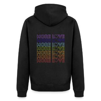 MORE LOVE - Unisex Premium Organic Zip Hoodie - black - Back - Nico (187cm)