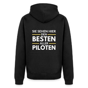 Sie sehen hier den Besten aller Piloten - Unisex Premium Bio Zip Hoodie - Schwarz - Hinten - Nico (187cm)