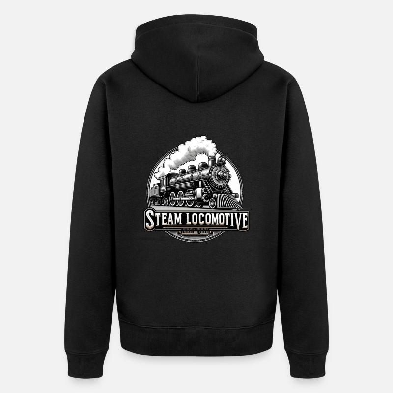 Dampflok Dampfmaschine Eisenbahn Dampfzug - Unisex Premium Bio Zip Hoodie - Schwarz