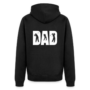 Golf Papa - Golfer Vater Geschenk - Unisex Premium Bio Zip Hoodie - Schwarz - Hinten - Nico (187cm)