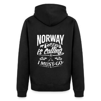 La Norvège appelle, je dois aller à la pêche - Veste à capuche bio Premium Unisexe - noir - Dos - Nico (187cm)