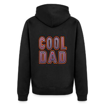 Cool Dad Silber-Braun T-Shirt - Unisex Premium Bio Zip Hoodie - Schwarz - Hinten - Nico (187cm)