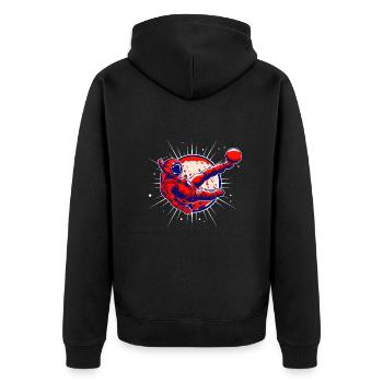 Coup de pied de football d’astronaute - Veste à capuche bio Premium Unisexe - noir - Dos - Nico (187cm)