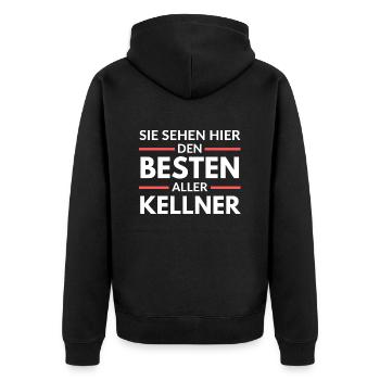 Sie sehen hier den Besten aller Kellner - Unisex Premium Bio Zip Hoodie - Schwarz - Hinten - Nico (187cm)
