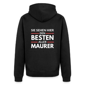 Sie sehen hier den Besten aller Maurer - Unisex Premium Bio Zip Hoodie - Schwarz - Hinten - Nico (187cm)