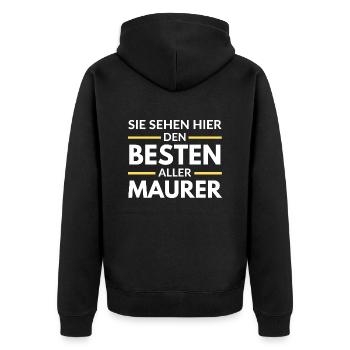 Sie sehen hier den Besten aller Maurer - Unisex Premium Bio Zip Hoodie - Schwarz - Hinten - Nico (187cm)