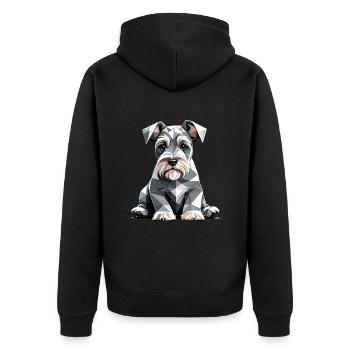 Miniatur-Schnauzer-Hund geometrisch im Vektor - Unisex Premium Bio Zip Hoodie - Schwarz - Hinten - Nico (187cm)