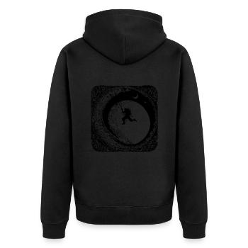 Mountaineer on the moon - Unisex Premium Organic Zip Hoodie - black - Back - Nico (187cm)