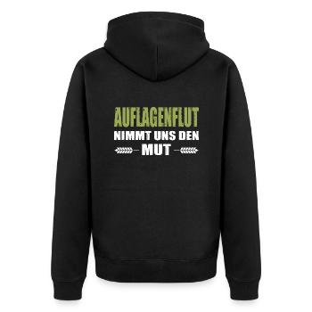 Bauerndemo Landwirt Auflagenflut Nimmt Uns Den Mut - Unisex Premium Bio Zip Hoodie - Schwarz - Hinten - Nico (187cm)