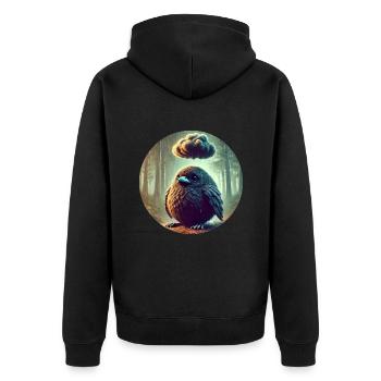 Traurige Krähe im Regen - Unisex Premium Bio Zip Hoodie - Schwarz - Hinten - Nico (187cm)