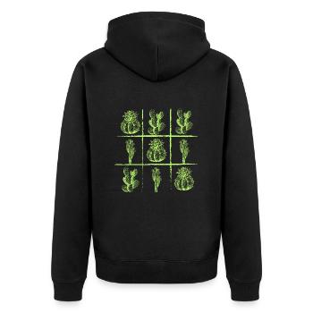 KAKTEEN - Stachelige Freunde - Fensterbank Blumen - Unisex Premium Bio Zip Hoodie - Schwarz - Hinten - Nico (187cm)