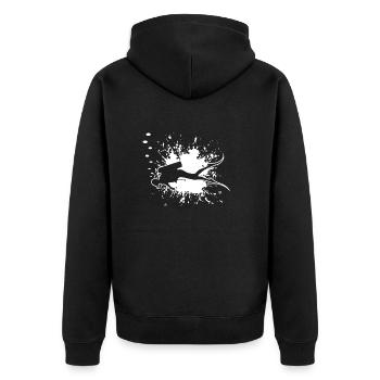 Tauchen Taucher Scuba Diver - Unisex Premium Bio Zip Hoodie - Schwarz - Hinten - Nico (187cm)