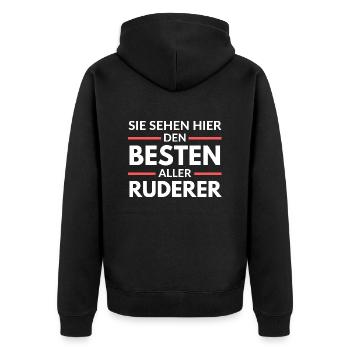Sie sehen hier den Besten aller Ruderer - Unisex Premium Bio Zip Hoodie - Schwarz - Hinten - Nico (187cm)