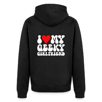 J'aime Ma Petite Amie Geek J'Adore Ma Copine Geek - Veste à capuche bio Premium Unisexe - noir - Dos - Nico (187cm)