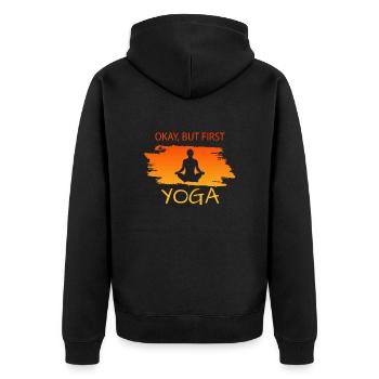 YOGA - Unisex Premium Bio Zip Hoodie - Schwarz - Hinten - Nico (187cm)
