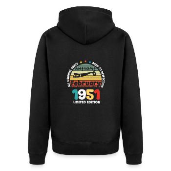 1951 Vintage Retro Anniversary Limited Edition - Unisex Premium Organic Zip Hoodie - black - Back - Nico (187cm)