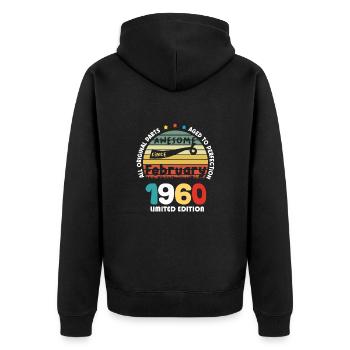 1960 Vintage Retro Jubiläum Limitierte Auflage - Unisex Premium Bio Zip Hoodie - Schwarz - Hinten - Nico (187cm)