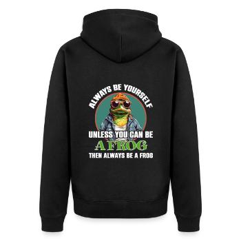 Soyez vous-même ou soyez une grenouille - Veste à capuche bio Premium Unisexe - noir - Dos - Nico (187cm)