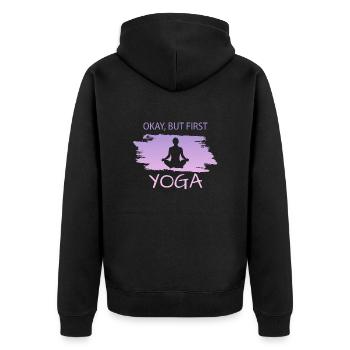 Yoga - Unisex Premium Bio Zip Hoodie - Schwarz - Hinten - Nico (187cm)